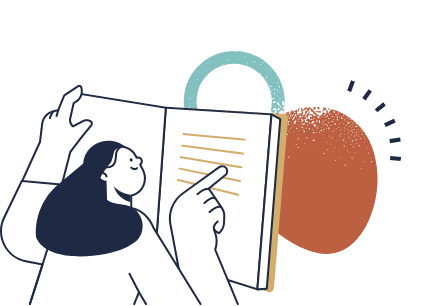 Illustration of woman reading a book